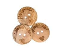 BOTIBOTON - 50 Boutons en bois HandMade - Bois d'olivier ciré - Mercerie boutons gros pour coudre en cardigans, bebè, originaux de fantaisie, marron clair - Fabriqués et expédiés d'ESPAGNE - (20 mm)