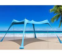 BOTINDO Tente de plage familiale - Grande tente de plage pop-up - Tente de plage stable - 4 poteaux avec sac de transport portable - Pare-soleil d'extérieur pour pêche, jardin, camping (turquoise, 3 x