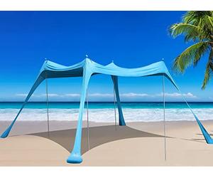 BOTINDO Tente de plage familiale - Grande tente de plage pop-up - Tente de plage stable - 4 poteaux avec sac de transport portable - Pare-soleil d'extérieur pour pêche, jardin, camping (turquoise, 3 x