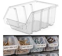 botle Lot de 10 boîtes de tri transparentes - 155 x 105 x 70 mm - En polypropylène robuste - Boîtes de rangement empilables avec crochet de suspension et champ d'inscription pour vis, clous, outils et