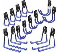 botle Lot de 14 crochets à outils Qbrick Système de valise pour outils droits et en forme de U S, M, L, en acier avec PVC, garage, atelier, outils électriques, double crochet, charge maximale : 30 kg