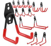 botle Lot de 14 crochets muraux droits et en forme de U en acier avec PVC, pour garage, atelier, outils électriques, double crochet, charge maximale : 40 kg