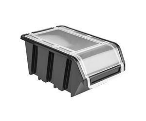 botle Lot de 20 boîtes de Rangement empilables en Plastique avec Couvercle Noir 160 x 230 x 120 mm, bacs a bec, boites de rangement, boites au garage, containers de stockage