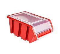 botle Lot de 20 boîtes de Rangement empilables en Plastique avec Couvercle Rouge 120 x 195 x 90 mm, bacs a Bec, boites de Rangement, boites au Garage, containers de Stockage