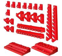botle Lot de 20 porte-outils, 2 étagères, assortiment d'étagères murales pour outils, clés, tournevis, pinces, étagère murale, atelier, rouge