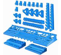 botle Lot de 20 porte-outils 3 étagères murales pour outils, clés, tournevis, pinces, étagère murale, atelier, bleu