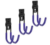 botle Lot de 3 crochets muraux à outils en forme de U de 11 cm avec gaine en PVC pour garage, abri de jardin, atelier, scie à main et scie de jardin, double crochet, capacité de charge jusqu'à 30 kg