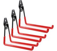 botle Lot de 3 crochets muraux pour outils électriques, forme droite 19 cm, robuste avec revêtement en PVC, garage, abri de jardin, crochets pour échelles et pelles, double crochet, capacité de charge