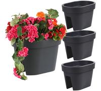 botle Lot de 3 jardinières de Balcon ovales - 39,5 cm - 12,3 l - Anthracite