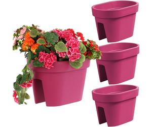 botle Lot de 3 Pots pour Plante, Jardinières Ovales pour Balcon - 39,5 cm - 12,3 l - Fuchsia