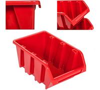 botle Lot de 5 boîtes empilables pour atelier, garage, boîte de rangement de vue, boîtes de tri empilables, 80 x 115 x 60 mm, rouges, boîtes de rangement empilables