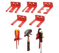 botle Lot de 5 supports universels en métal - Rouge - Porte-outils plats pour marteau, clés et tournevis - Montage mural pour panneau perforé - 65 x 75 mm