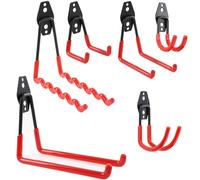 botle Lot de 6 crochets muraux en acier avec PVC, pour garage, atelier, outils électriques, équipements sportifs, double crochet, vélos, charge maximale 40 kg