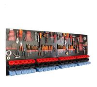 botle Panneau à outils mural perforé en métal, boîtes empilables + étagère murale + porte-outils, lot de 114 pièces, pour petites pièces, atelier mural avec 60 récipients empilables en 3 couleurs