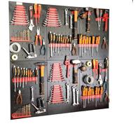 botle Panneau mural à outils en métal 120 x 120 cm, étagère murale + porte-outils, lot de 50 pièces, pour petites pièces, atelier mural, étagère de tri, étagère de rangement