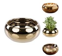 botle Pot de fleurs, en céramique, or rose brillant, diamètre : 11,5 cm, bol décoratif glamour, pot pour plantes succulentes, bougie de table, décoration de table, composition de mariage, rangement de