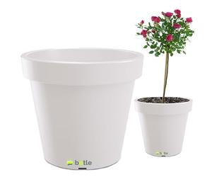 botle Pot de fleurs - En plastique - 58 x 52,2 cm - Avec base à roulettes - Avec roues de transport - Blanc