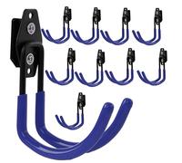 botle Qbrick Lot de 10 crochets à outils en forme de U 11 cm avec gaine en PVC pour garage, abri de jardin, atelier, scie à main et scie de jardin, double crochet, charge maximale 30 kg