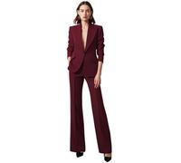 Botong Costume 2 pièces pour femme avec revers en pointe, pantalon habillé, décontracté, smoking formel, bordeaux, M