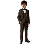Botong Costume en tweed à chevrons pour enfants, smoking de mariage, marron, 7 ans