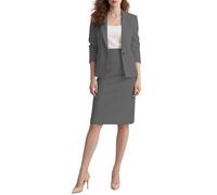 Botong Ensemble 2 pièces jupe de costume pour femme - Blazer à manches longues et jupe crayon, gris, S