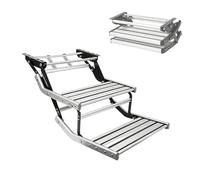 BoTongSiHai Marchepied Rétractable À Main Léger Et Robust - Capacité 200KG, Pliage Manuel Rapide. Plateforme en Aluminium avec Finition Antidérapante.(Without LED Lights,Double Layer)