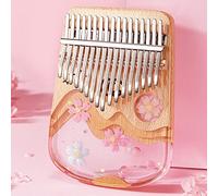 BOTOWI 17 Touches de Piano à Doigts Cadeau Musical, Kalimba en Cristal 21 Touches de Piano à Pouces en Acrylique Transparent avec Sac Eva, Marteau Accordage, Chiffon de Nettoyage,17keys Sakura