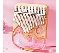 BOTOWI 17 Touches de Piano à Doigts Cadeau Musical, Kalimba en Cristal 21 Touches de Piano à Pouces en Acrylique Transparent avec Sac Eva, Marteau Accordage, Chiffon de Nettoyage,21keys Sakura