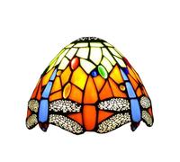 BOTOWI Abat-Jour Tiffany 8 Pouces de Large Accessoires de Remplacement, Seulement 20 cm Libellule vitrail Abat-Jour, Couverture de lumière Vintage pour Lampe de Table Suspension,Orange
