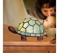 BOTOWI Lumière des enfants, Tortue/Tortue Lampe de chevet Lampe de chevet, Lampe de bureau en verre taché de style Tiffany, cadeaux pour enfants, E27,Vert