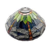 BOTOWI Remplacement d'abat-Jour Tiffany de Grande Taille Uniquement Style Libellule Abat-Jour en Verre teinté Abat-Jour en Verre en Forme de Fleur W16H8 Pouces pour Lampes de Table lampadaires,Vert