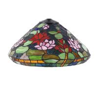 BOTOWI Remplacement d'abat-Jour Tiffany de Grande Taille Uniquement Style Libellule Abat-Jour en Verre teinté Abat-Jour en Verre en Forme de Fleur W16H8 Pouces pour Lampes de Table lampadaires,Lotus