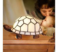 BOTOWI Tiffany Style Veilleuse pour Enfants,Tortue/Tortue Lampe de Chevet Lampe de Chevet, Lampe de Bureau d'appoint en vitrail,Cadeaux pour Enfants,E27,Blanc