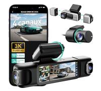 BOTSLAB 3K 4 canaux Dashcam Embarquée, 3K/4K Avant et 1080p*3 pour Voiture, Caméra Embarquée 560°,Écran tactile de 3,18 pouces, Wi-FI 5,8 GHz et GPS Intégrés,Commande Vocale, Carte mémoire non fournie