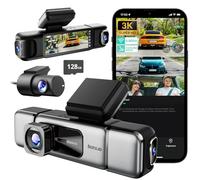 BOTSLAB 3K 4 canaux Dashcam Embarquée, 3K/4K Avant et 1080p*3 pour Voiture, Caméra Embarquée 560° pour Voiture, Wi-FI 5,8 GHz et GPS Intégrés, Commande Vocale, Carte SD 128 Go Incluse