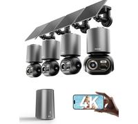 BOTSLAB 4K 8MP Camera Surveillance Exterieure sans Fil, 4 Cam-Kit, Zéro Frais, 360° Panoramique PTZ, 8MP WiFi Solaire Caméra Exterieur à Batterie, Vision Vocturne,Stockage Local de 32 Go