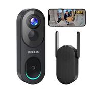 BOTSLAB 5MP Sonnette sans Fil avec Caméra, Vue tête-Pieds 1:1, Détection de Personnes/PIR, Pas de Frais mensuels, Audio bidirectionnel, Carte SD 32 Go installée, Video Doorbell (Batterie), Alexa