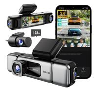 BOTSLAB Dashcam 3K à 4 canaux, vision à 360°, caméra intérieure avant et arrière, écran tactile 3,18 pouces, mode parking 24h/24 et 7j/7, GPS intégré, Wi-Fi 5,8 GHz, commande vocale