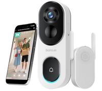 BOTSLAB Sonnette vidéo sans fil avec caméra 2K, batterie rechargeable avec vue de la tête aux pieds 1:1, Sans abonnement mensuel, audio bidirectionnel, IP66 étanche,Wi-Fi 2,4GHz, compatible avec Alexa
