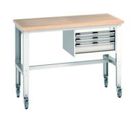 Bott Bott Établi cubio 3 tiroirs multiplex réglable en hauteur 1500×750×840-1140 mm RAL 7035 Quantité:1