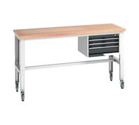 Bott Bott Établi cubio 3 tiroirs multiplex réglable en hauteur 2000 x 750 x 840-1140 mm RAL 7035/7016 Quantité:1