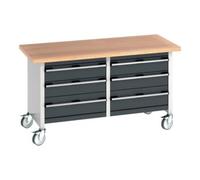 Bott Bott Établi cubio Plateau de travail multiplex 1500 x 750 x 840 mm RAL 7035/7016 Quantité:1