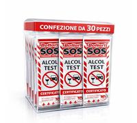 Bottari S.O.S - Test d'alcool jetable certifié UE 0,2 g/L, éthylotest jetable Portable, 4 Niveaux de détection, résultat Rapide, Lot de 30 pièces