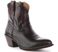 Botte Cowboy Courte En Cuir Plein Grain Noir Femme UK 3 - 9