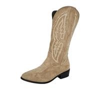 Botte Cowboy Femme Rose Marron Noir 40 Bottes Basses Daim Mollet Large Bottine Western Talon Bas Perforées Bottines Longues Chaussures de Sport Travail Flâner Soirée disco Carnaval Festival Fête 41 46