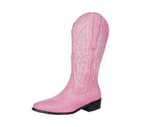 Botte Cowboy Femme Rose Marron Noir 40 Bottes Basses Daim Mollet Large Bottine Western Talon Bas Perforées Bottines Longues Chaussures de Sport Travail Flâner Soirée disco Carnaval Festival Fête 41 46