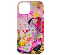 Botte de cowgirl rose motif marguerite art western Coque pour iPhone 14
