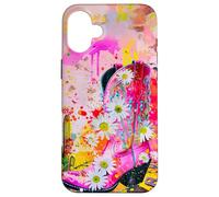 Botte de cowgirl rose motif marguerite art western Coque pour iPhone 16 Plus
