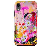 Botte de cowgirl rose motif marguerite art western Coque pour iPhone XR