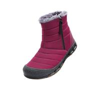 Botte De Neige Femme Homme Bottes De Neige Fourrure Doublure Fermeture ÉClair Imperméable Bottines Semelle AntidéRapant Chaussures Mousse A MéMoire Chaussures D'Hiver (Red, 37)